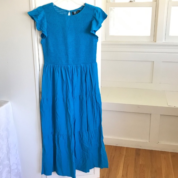 ZESICA Flutter Short Sleeve Smocked Midi Tiered A Line Dress Women’s Size Large - Picture 16 of 16
